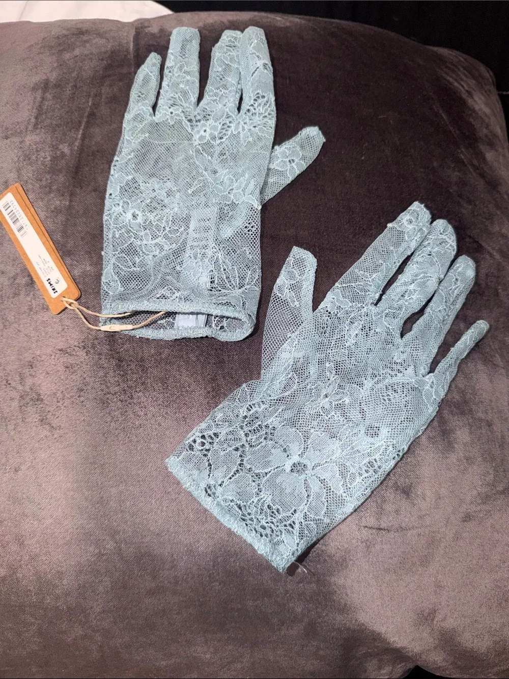 SKIMS ULTRA FINE LACE MESH GLOVES DENIM
